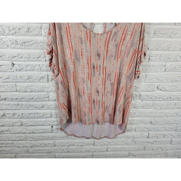 Ava Viv Women Top 3X Plus Tee Tunic Keyhole Back Orange Watercolor WAT85E - Picture 4 of 8